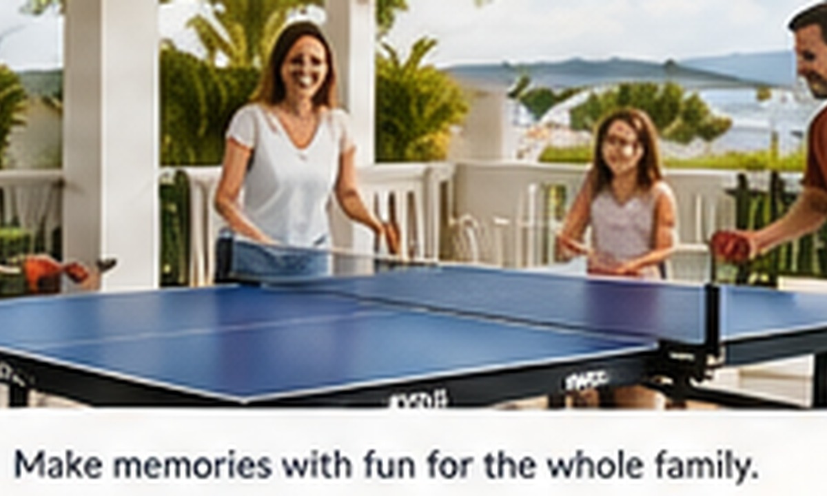 Family enjoying table tennis at a vacation home